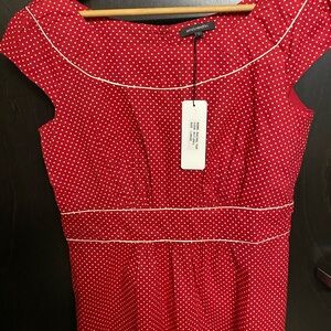 Emily and Fin Rachel Red and White Polka Dot Blouse Size Large